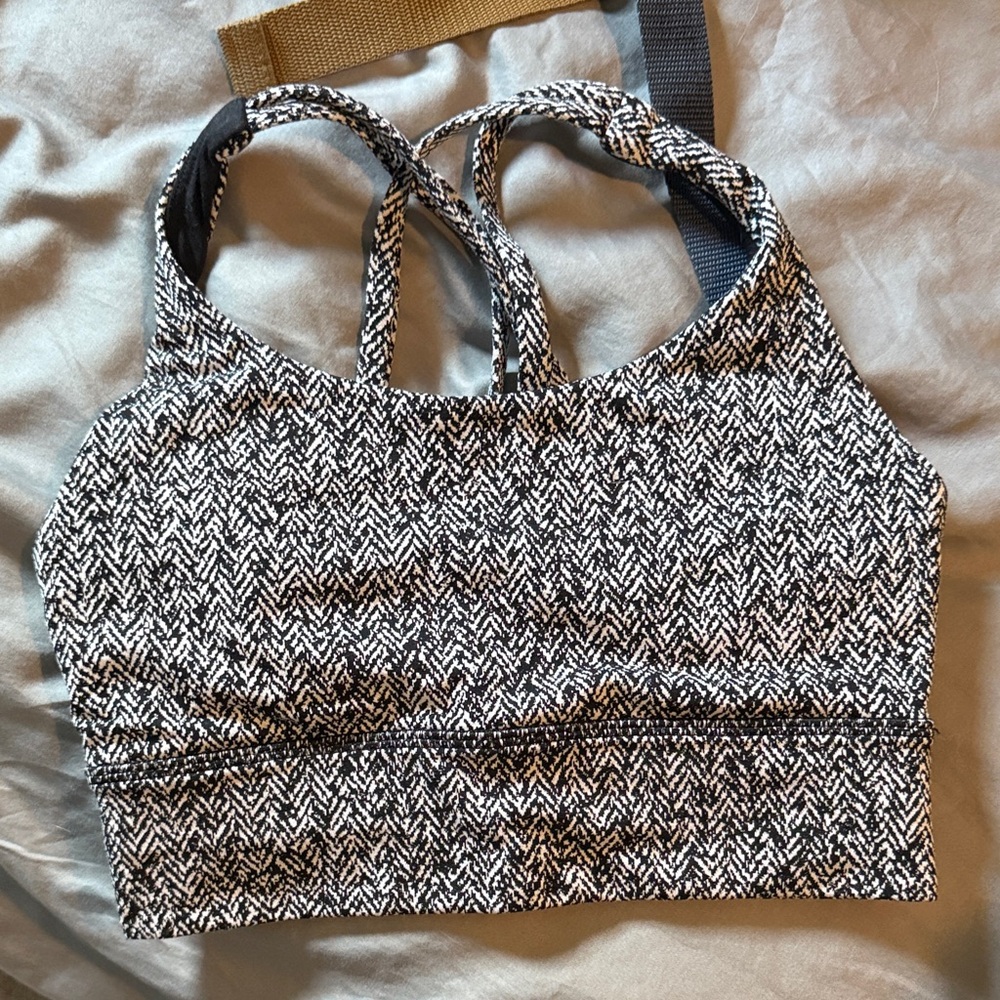 Lululemon Athletica Black and White Herringbone Sports Bra